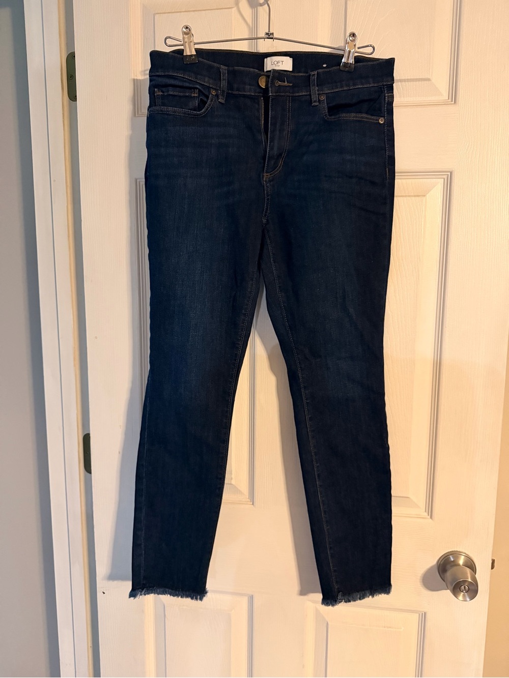 LOFT Dark Indigo Cropped Skinny Jeans